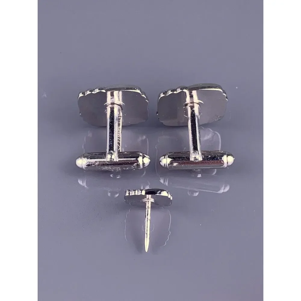 Square Weave Interlocking Cufflinks Tie Tack Pin Silver Tone Anson Vintage